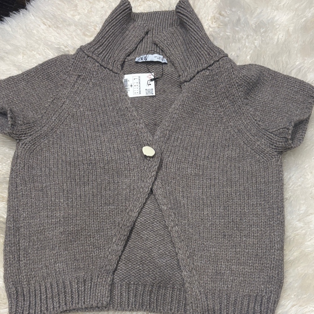Cozy Brown Short Sleeve Cardigan